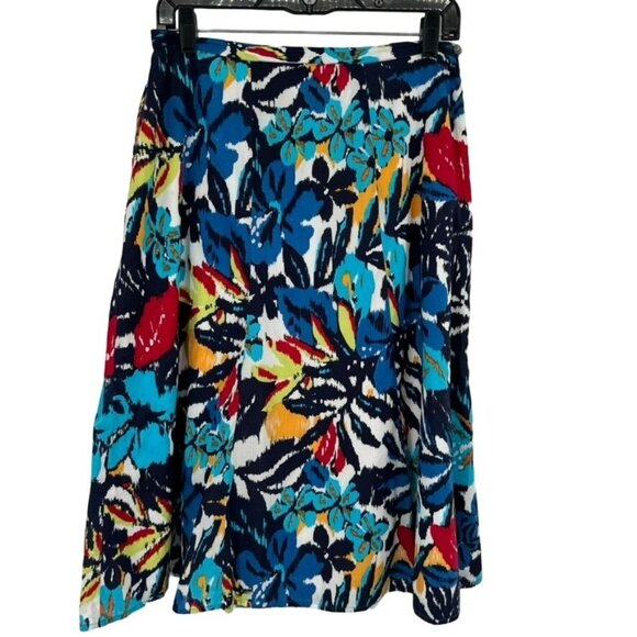 Chico's 1 Colorful floral print skirt womens size medium flowy cotton lined - Picture 1 of 10